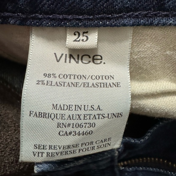 Vince Jeans Women Blue Denim with Faux Leather Pants Size 25 - Picture 4 of 8